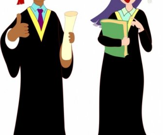 Personagens De Desenhos Animados Coloridos De ícones De Estudante Graduado