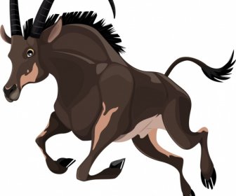Graminivore Spezies Ikone Antilope Cartoon Charakterskizze