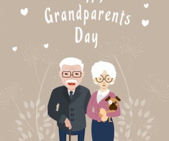 Grandparents Day Banner Old Couple Icon