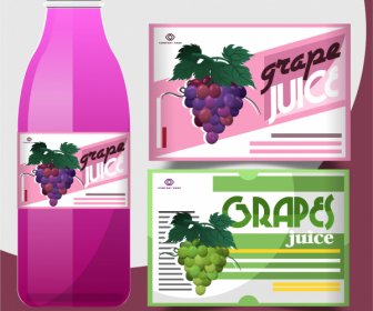 Templat Label Jus Anggur Berwarna Desain Modern Datar