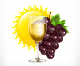 Anggur Dan Minuman Dengan Vektor Matahari