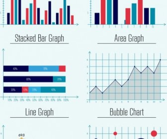 Коллекция шаблонов граф бар области линии пузырь дизайн