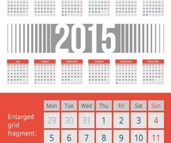 Gray Blinds With Red Header15 Vector Calendar