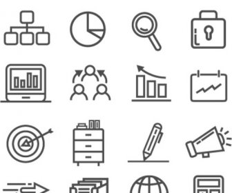 Gray Business Icons On White Background