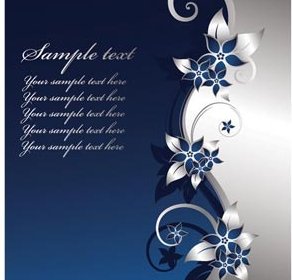 아름 다운 파란색 배경 무료 벡터에 회색 꽃 예술 그림