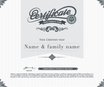 Gray Style Certificate And Diploma Template Vector