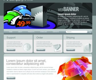 elemen desain template website vektor abu-abu