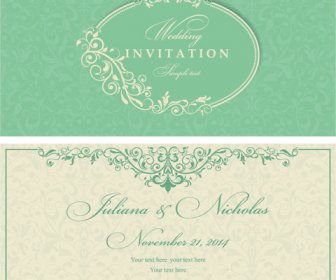 Gray Vintage Style Floral Invitations Cards Vector