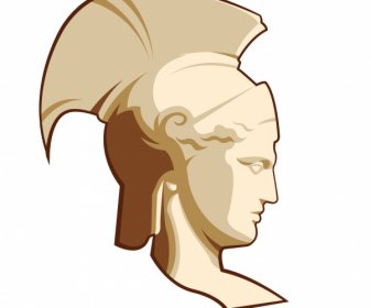 greek design element knight portrait statue sketch