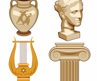 greek design elements ancient cultural objects sketch