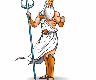 กรีกพระเจ้า Zeus ไอคอนการออกแบบตัวการ์ตูนแบบไดนามิก