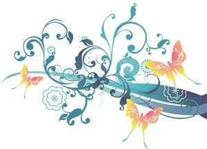 Green And Blue Vintage Swirl Line Vector