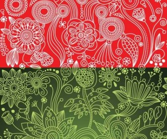 緑と赤の花柄ペイズリー ベクトル パターン