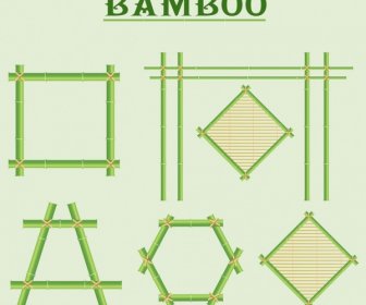 elemen desain bambu hijau berbagai bentuk isolasi
