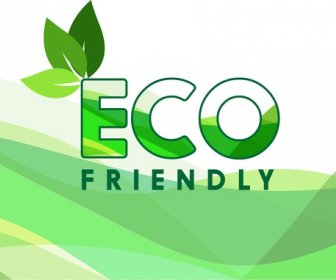 Green Eco Banner Leaves And Curves Design