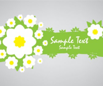 Green Eco Banner With Flowers