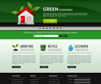 สีเขียวสภาพแวดล้อมเว็บไซต์แม่แบบเวกเตอร์