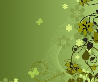緑花の背景のベクトル