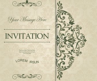 Conjunto De Vetores De Cartões De Convite Floral Verde