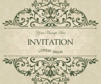 Conjunto De Vetores De Cartões De Convite Floral Verde