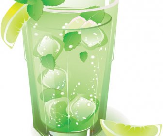 氷ベクトルと緑の果実ジュース