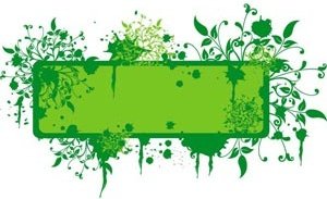 Bandiera Di Grunge Verde Arte Floreale Cornice Disegno Vettoriale