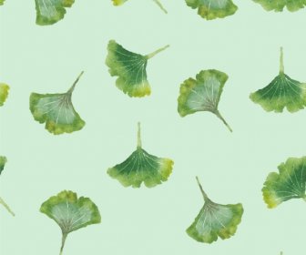 Green Leaf Background Repeating Icons Decoration