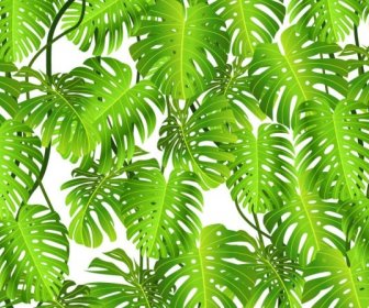 Green Leaves Theme Background 03 Vector