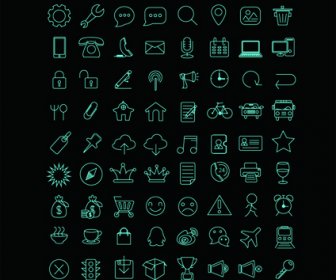 Green Line Life Icons