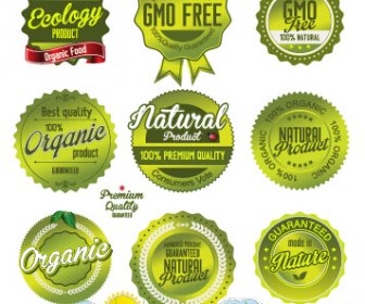 Verde Vector Natural De Etiquetas Y Escudos