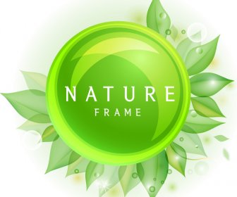 Green Nature Circle Leaf Frame