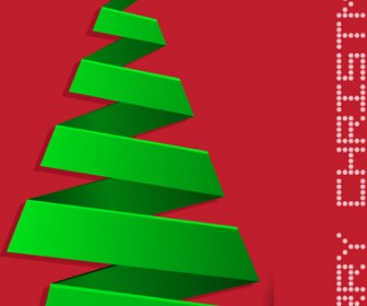 Grünband Weihnachtsbaum mit roten Hintergrund