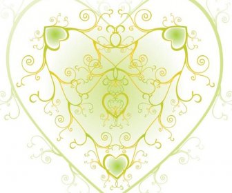녹색 소용돌이 심장 디자인 벡터