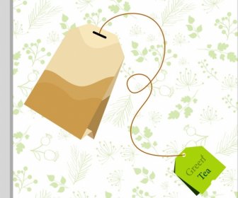 الشاي الأخضر رمز مرشح حقيبة تصميم الملونة