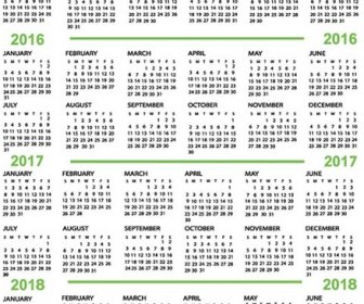 Grüne Text15161718-Vektor-Kalender