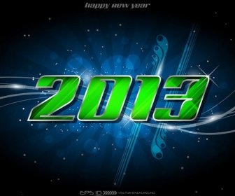 Green13 New Year Text On Abstract Blue Vector Background