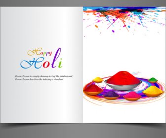 Carte De Voeux Fond Coloré D’indian Holi Festival Avec Illustration Vectorielle De Célébration
