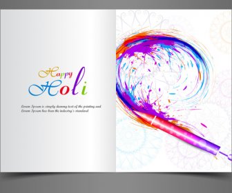 Tarjeta De Felicitación Colorida Fondo De Holi Festival Indio Con La Ilustración De Vector De Celebración