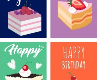 Greeting Card Templates Cream Cakes Icon Decor