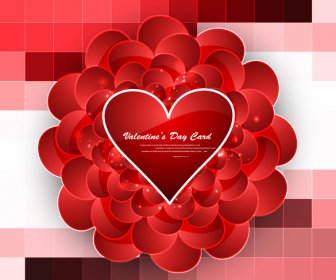 Greeting Card Valentines Day Hearts Colorful Background For Wedding Invitation Card Vector