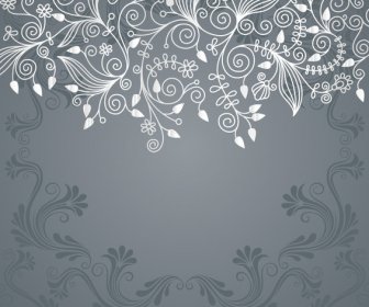灰色の花渦のベクトルの背景