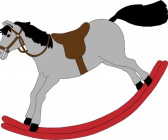 Grey Rocking Horse Realistic Vector Illustration