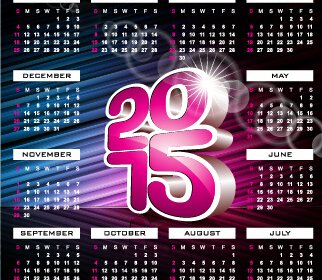 Grid Calendar15 With Abstract Background Vector