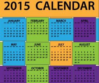 Grid Colored Calendar15 Vector