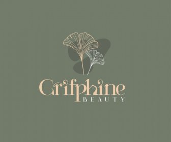 Grifphine ความงาม Logotype แบนคลาสสิกวาดภาพร่างใบวาดด้วยมือ