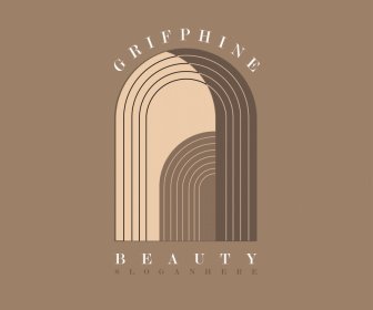 Grifphine Beleza Logotipotype Geometric Simmetric Esboço Linhas Curvadas