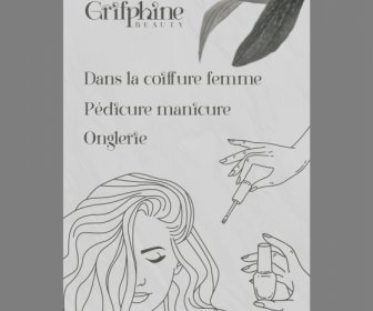 Grifphine Beleza Enrolar Banner Publicitário Clássico Desenhado à Mão Desenho Animado Esboço