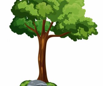 Pertumbuhan Pohon Ikon Berwarna-warni Sketsa