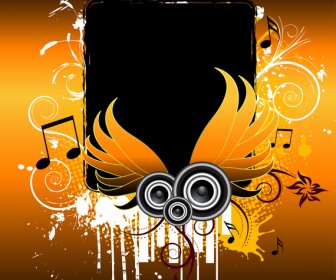 Grunge Music Wings Background Vector