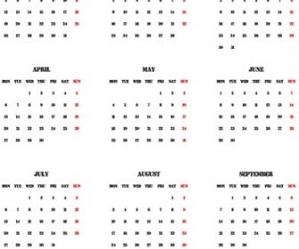グランジ タイポグラフィー Simple15 ベクトル カレンダー